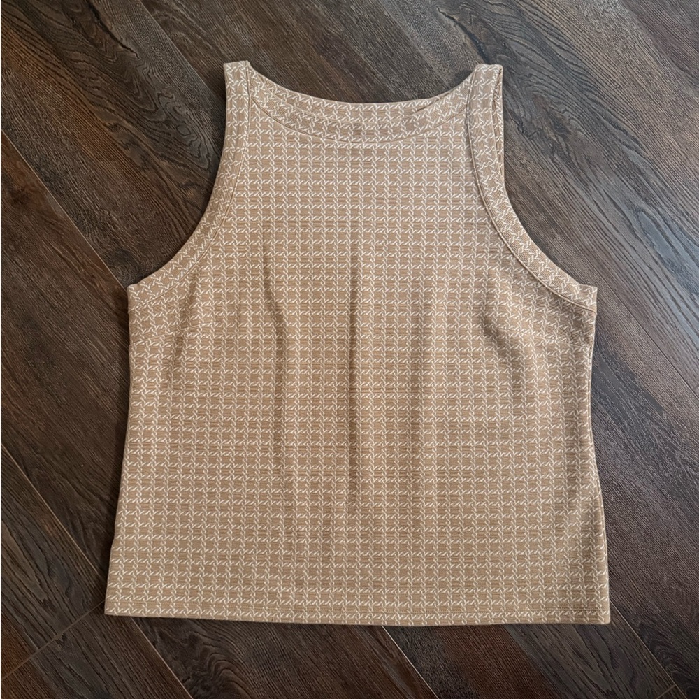 Ann Taylor Tan Patterned Tank Top